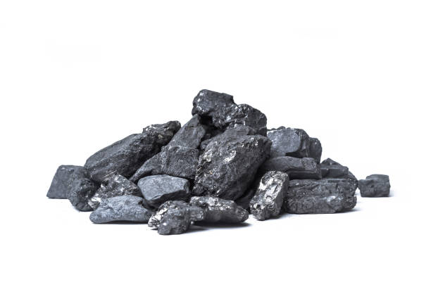 istock Natural wood charcoal Isolated on white 1143544253