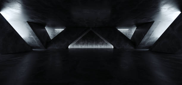 istock Sci Fi Modern Concrete Cement Dark Empty Asphalt Reflective Grunge Hall Room Corridor Tunnel Spaceship Glowing White Cinematic Daylight Rays Glow 3d Rendering 1143547920