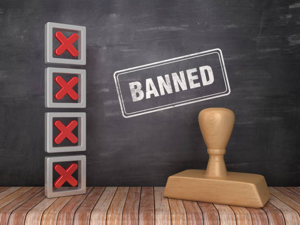 istock 3D Check List with BANNED Stamp on Chalkboard Background - 3D Rendering 1143552222
