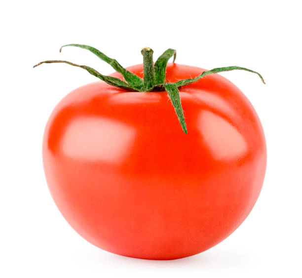 istock Ripe red tomato close up on a white. Isolated. 1143557005
