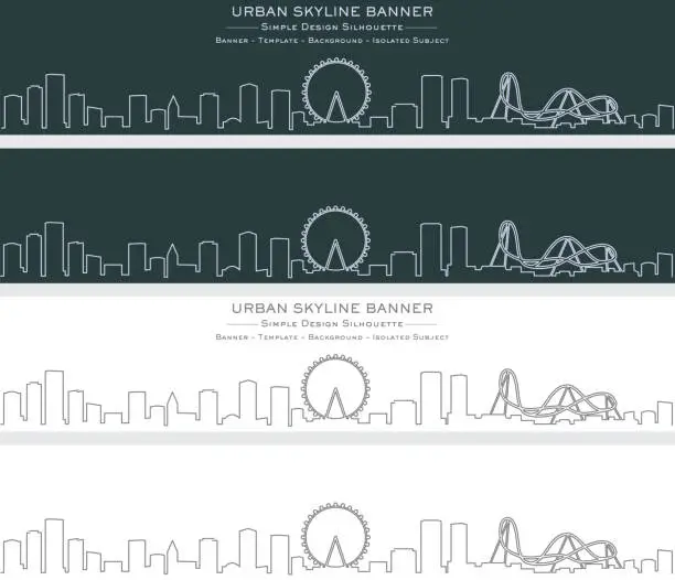 Vector illustration of Orlando Single Line Skyline Banner