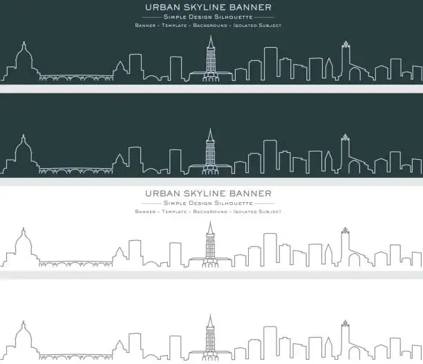 Vector illustration of Toulouse Single Line Skyline Banner