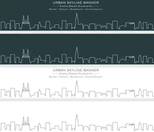 Vector illustration of Strasbourg Single Line Skyline Banner