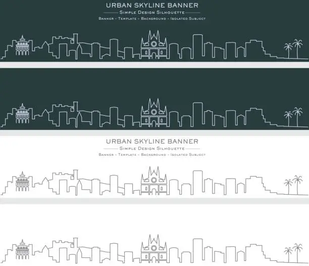 Vector illustration of Palma Single Line Skyline Banner