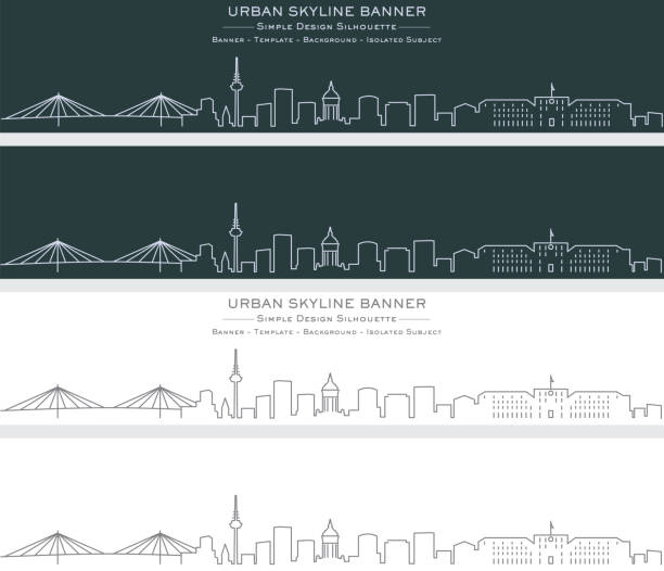 Mannheim Single Line Skyline Banner Mannheim Single Line Skyline Banner mannheim stock illustrations