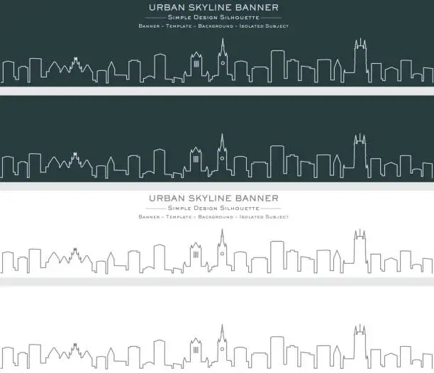 Vector illustration of Ghent Single Line Skyline Banner