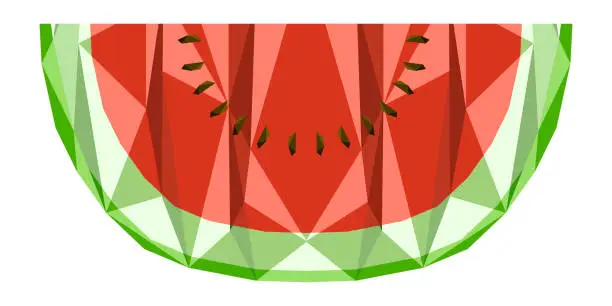 Vector illustration of Isolated low poly watermelon cut