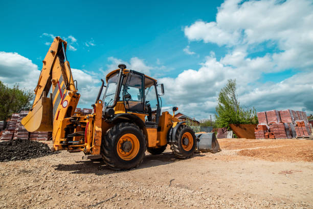 istock Yellow bulldozer excavator on the construction site working machine 1143571039