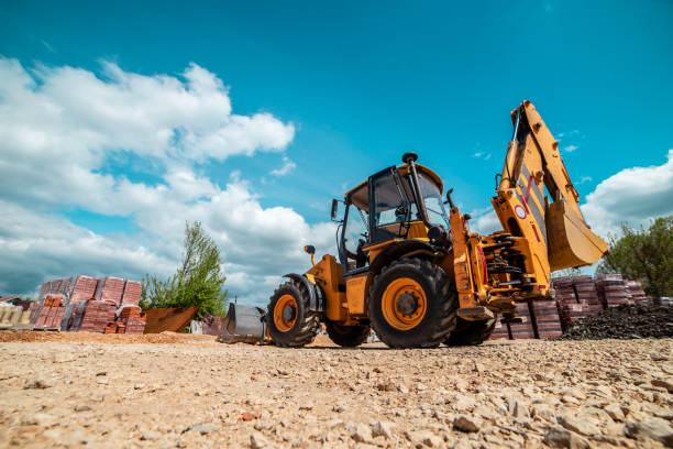 istock Yellow bulldozer excavator on the construction site working machine 1143571130