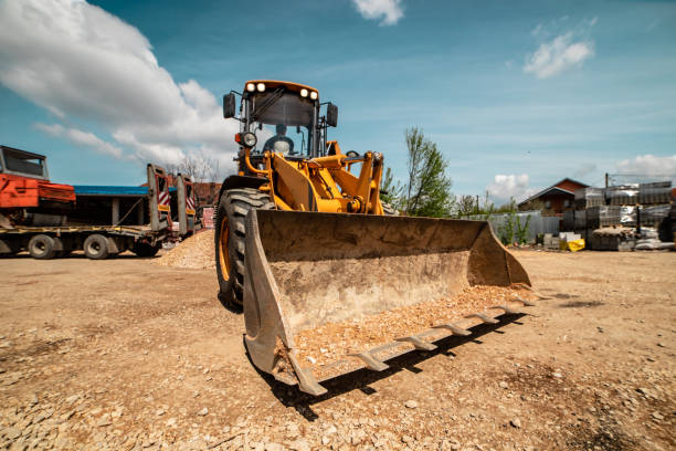istock Yellow bulldozer excavator on the construction site working machine 1143571419