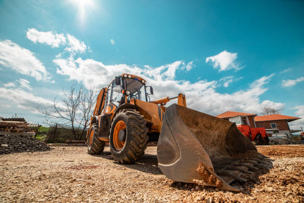 istock Yellow bulldozer excavator on the construction site working machine 1143578004