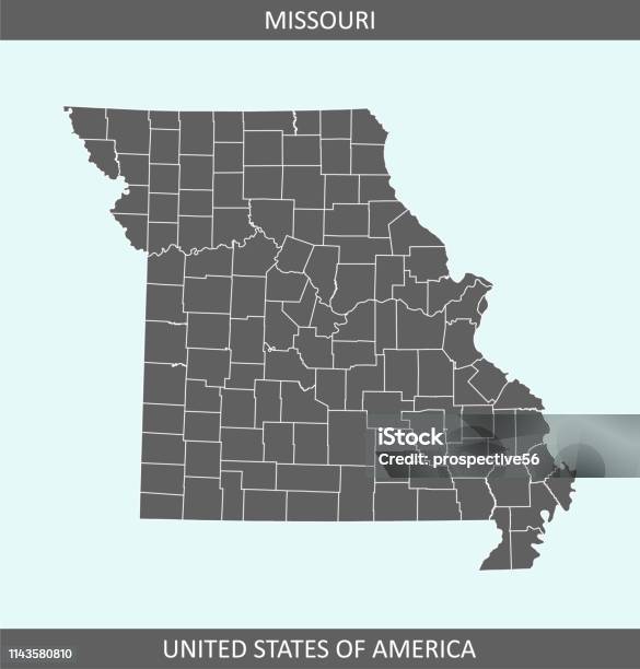 Missouri County Map Stock Illustration - Download Image Now - Map, Oregon County - Missouri, Blue