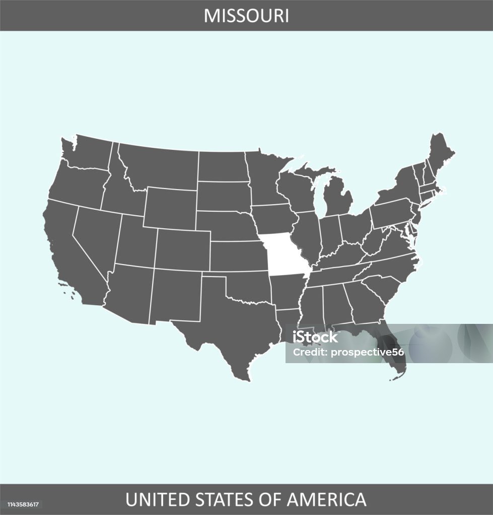 Missouri map outline vector USA The map is accurately prepared by a map expert. Accuracy stock vector