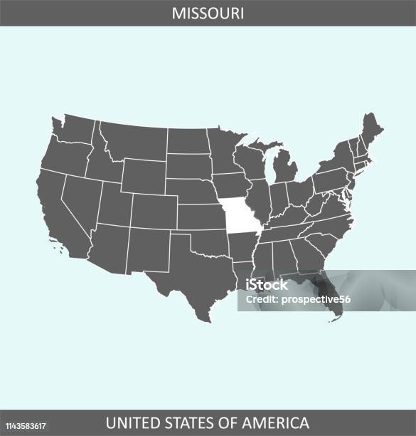Missouri Map Outline Vector Usa Stock Illustration - Download Image Now - Accuracy, Art, Blue