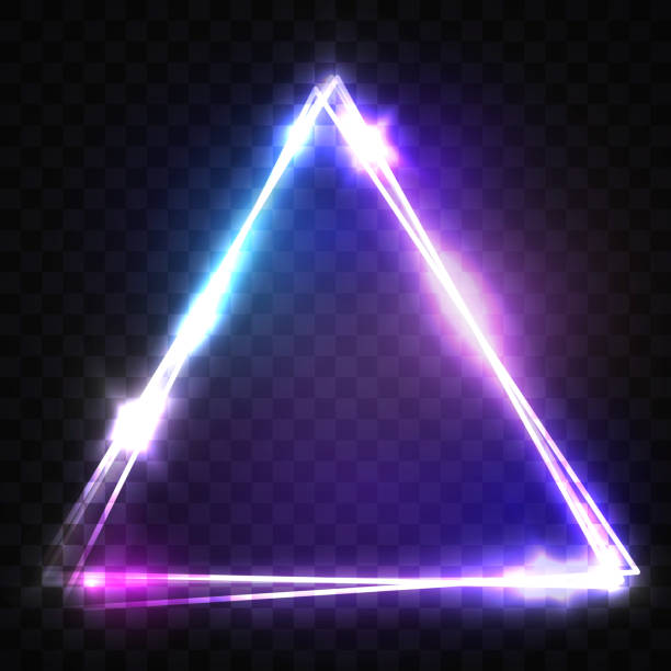Glowing Triangle on Transparent Background. Electric sign. Transparent Light Neon Frame for Your Design. Bright Vector Illustration. Glowing Triangle on Transparent Background. Electric sign. Transparent Light Neon Frame for Your Design. Bright Vector Illustration. trigone stock illustrations