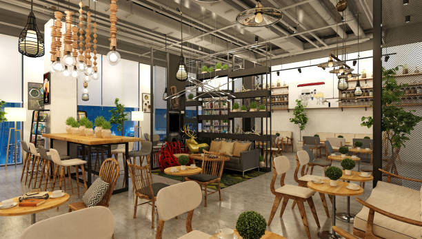 istock 3D render of cafetaria, tea house 1143596488