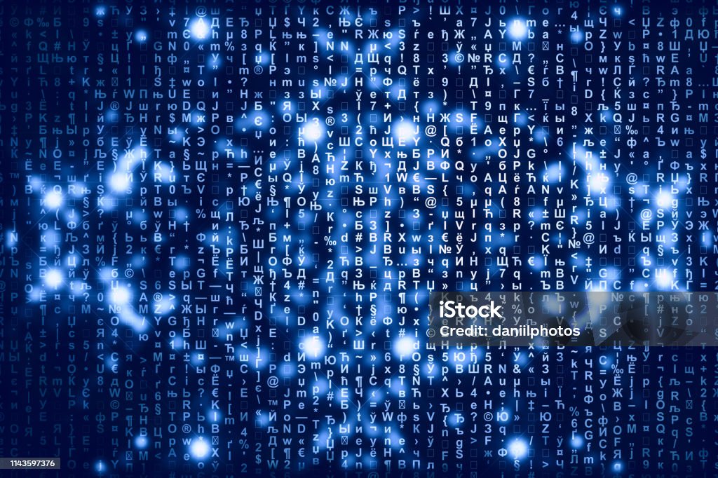 Blue Matrix Digital Background Abstract Cyberspace Concept Characters ...