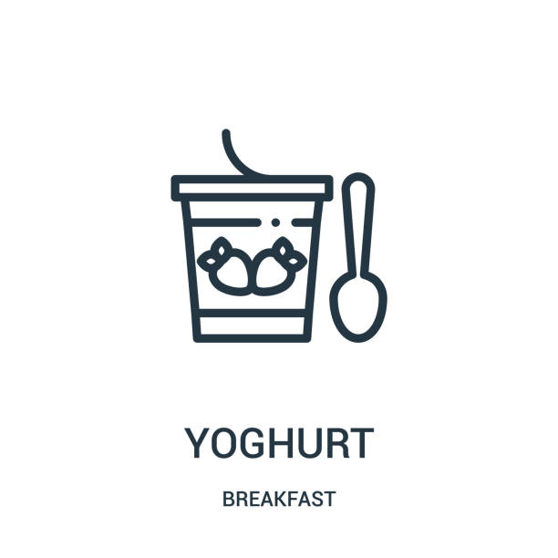 ilustrações de stock, clip art, desenhos animados e ícones de yoghurt icon vector from breakfast collection. thin line yoghurt outline icon vector illustration. - yogurt