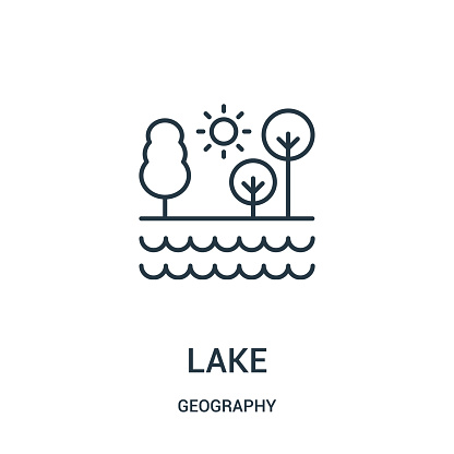 lake icon vector from geography collection. Thin line lake outline icon vector illustration. Linear symbol for use on web and mobile apps, logo, print media.