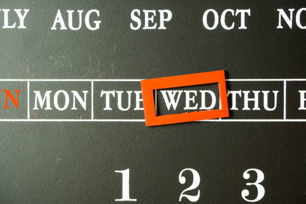 istock Show Wednesday on blackboard type calendar. 1143605853
