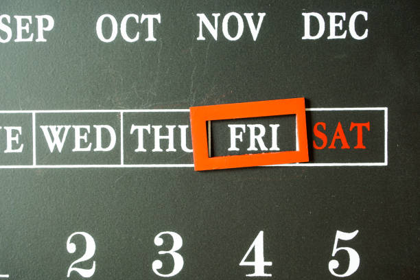 istock Show friday on blackboard type calendar. 1143605857