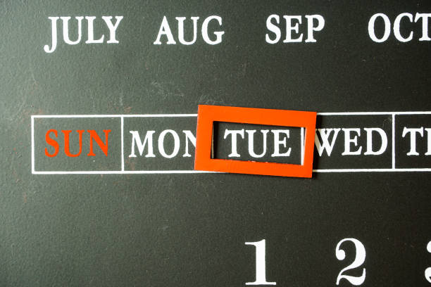 istock Show Tuesday of a blackboard type calendar. 1143605971