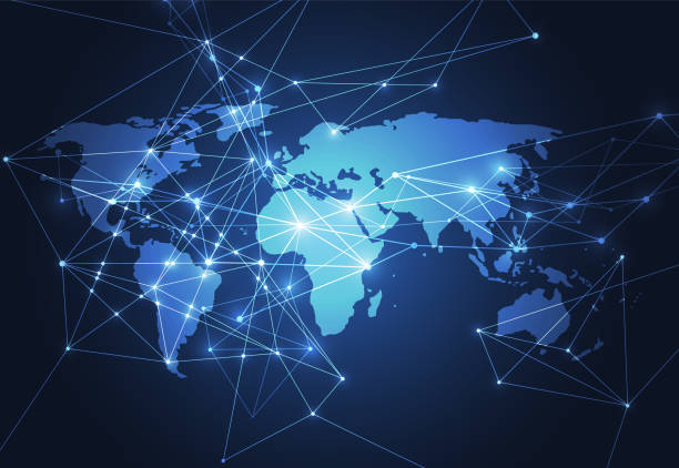 istock Global network connection. World map point and line composition concept of global business. Vector Illustration 1143610642