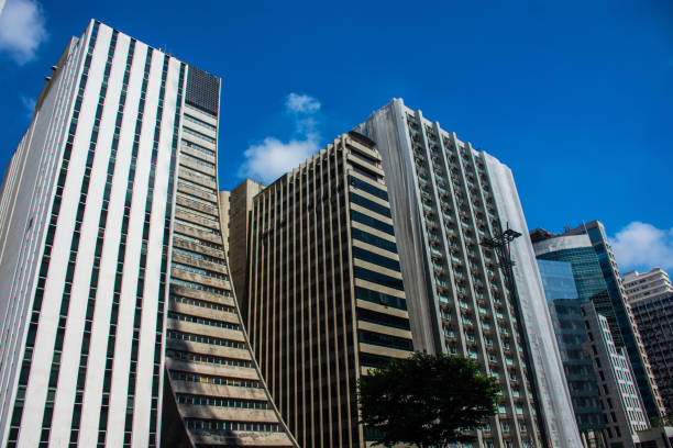 São Paulo, SP, Brazil - April 14, 2019: Buildings on a sunny Sunday on Paulista Avenue