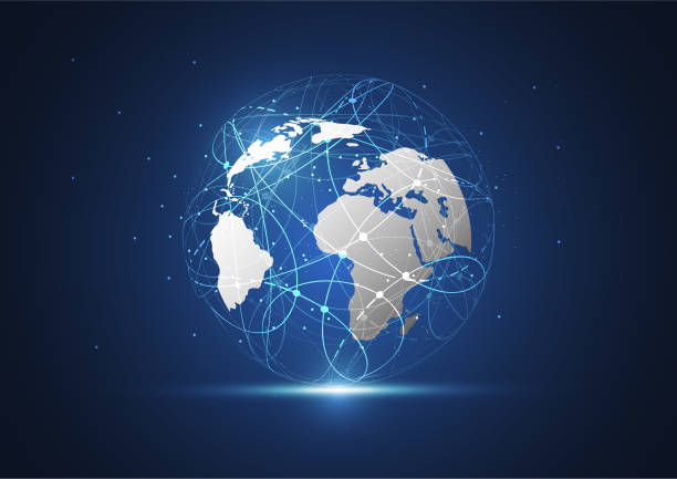 istock Global network connection. World map point and line composition concept of global business. Vector Illustration 1143611482