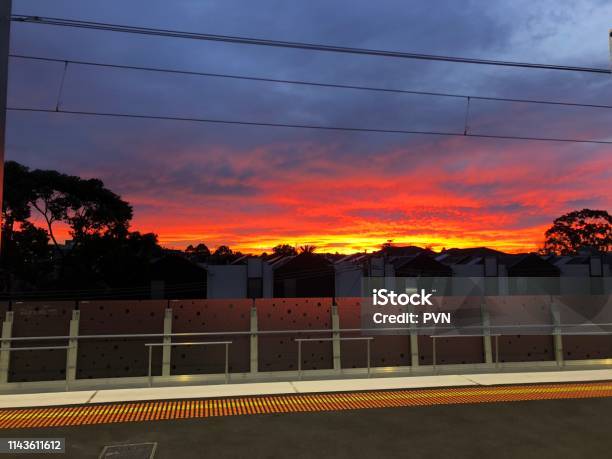 Red Sky At Dawn Stock Photo - Download Image Now - Australia, Awe, Dawn