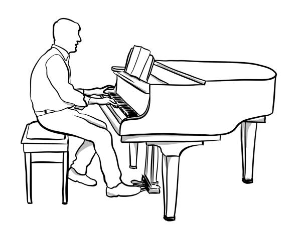 pianist - piano pedal stock-grafiken, -clipart, -cartoons und -symbole