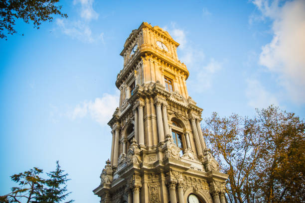 Istanbul, Turkey - November 11, 2018. Clock tower in Dolmabahce palace