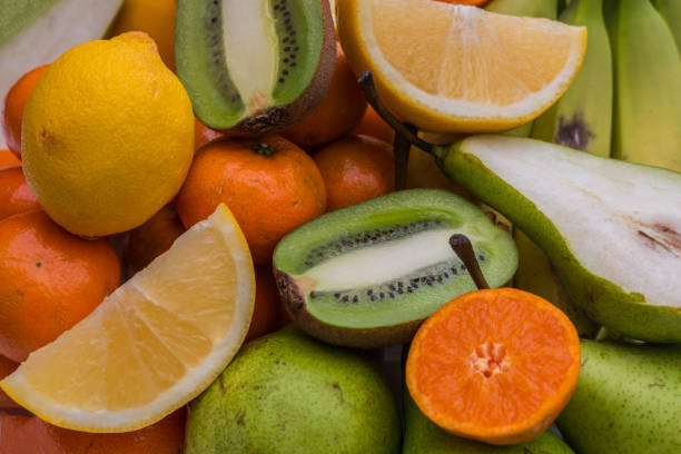 istock Fresh fruits.Assorted fruits colorful background. 1143612796