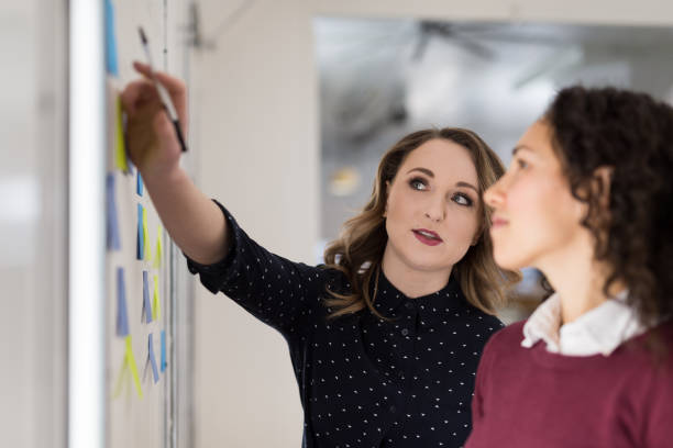 istock Female colleagues going over business strategy 1143614325