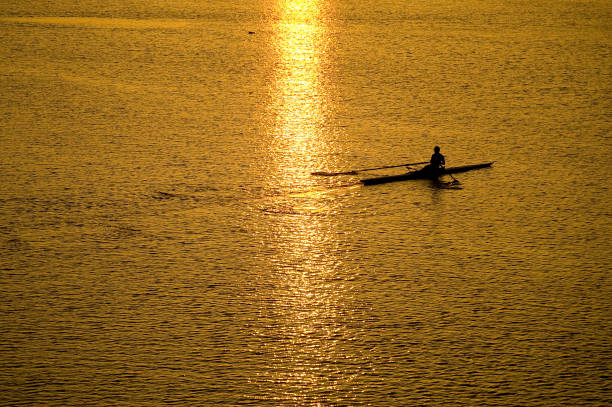 istock Yodogawa sunrise and rowing boat 1143615423