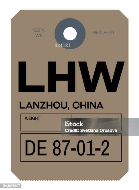 Lanzhou Airport Luggage Tag Stock Illustration - Download Image Now - Adventure, Airplane, Airport