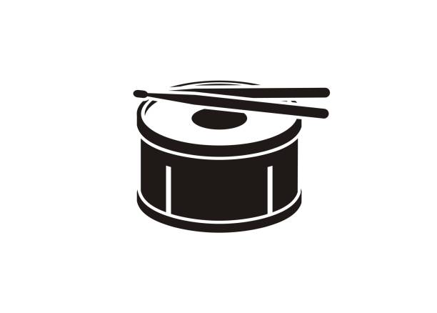 drum and drumstick, simple icon simple icon illustrating drum and drumstick pics of a marching band stock illustrations