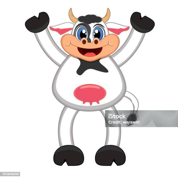 Cute Cow Waving Cartoon Stock Illustration - Download Image Now - Animal, Animal Body Part, Animal Head