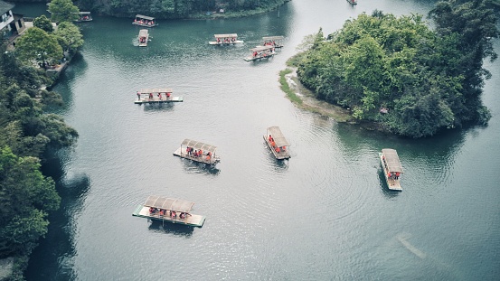 Top view of boat at sizhuan lake