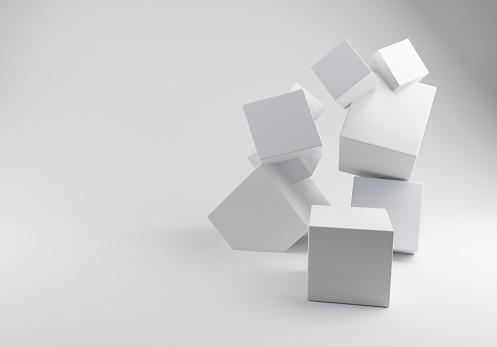 3D Rendering Stack of three White Boxe