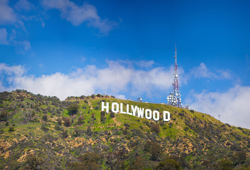 Hollywood, CA, USA - March 15, 2019: Hollywood Sign California USA famous landmark