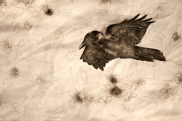 istock Sketch of a Common Black Raven Flying Over the Canyon Floor 1143621961