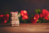 Valentine's Day background with gift stack