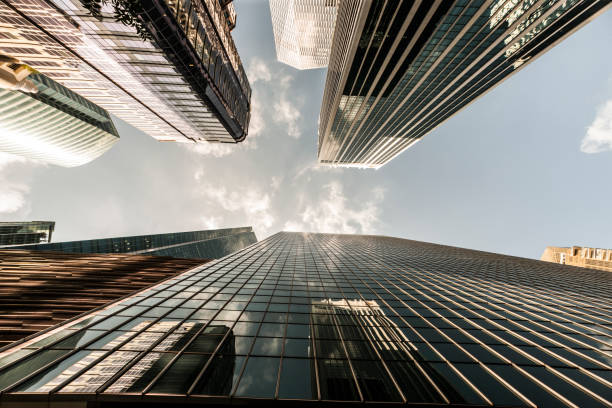 istock Low angle view of the skyscrapers in NYC 1143628742