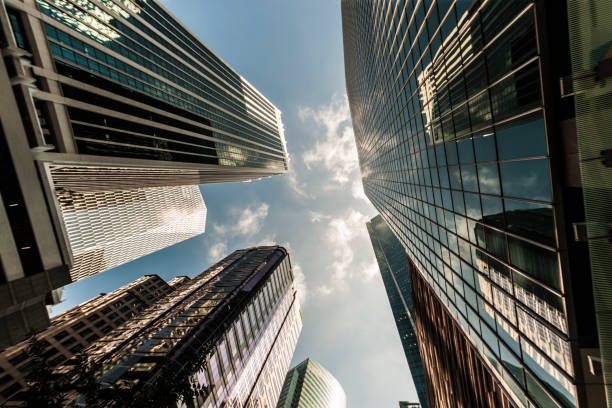 istock Low angle view of the skyscrapers in NYC 1143628747