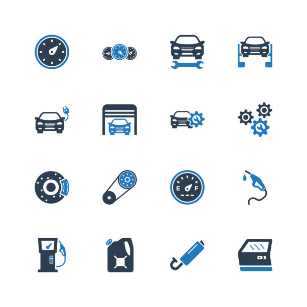ilustrações, clipart, desenhos animados e ícones de auto ícones dos serviços - car car door dashboard symbol