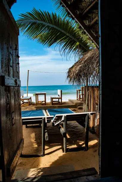 View over the sea seen from a beachhut in Galle in Sri Lanka