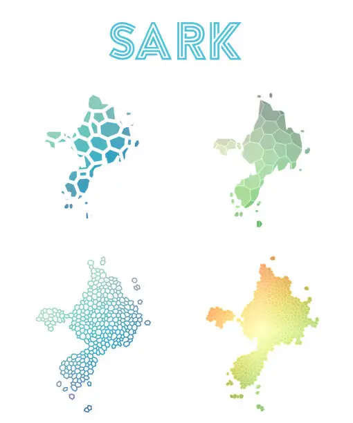 Vector illustration of Sark polygonal island map.
