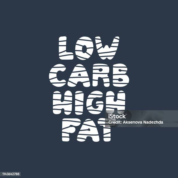 Low Carb High Fat Lettering Vector Stock Illustration - Download Image Now - Low Carb Diet, Single Word, Banner - Sign