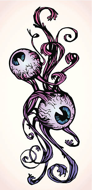 Tattoo-style horrible eyes  animal retina illustrations stock illustrations